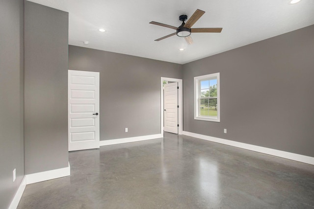 17756 Brad Ln, Three Rivers, MI 49093 - spare room with a ceiling fan, finished concrete floors, and recessed lighting