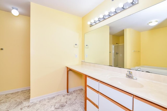 2208 Parkview Ave, Kalamazoo, MI 49008 - full bathroom featuring vanity and a shower with shower door
