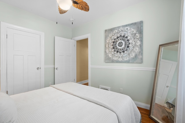 510 Wayne St, Saint Joseph, MI 49085 - bedroom featuring dark wood-type flooring and ceiling fan