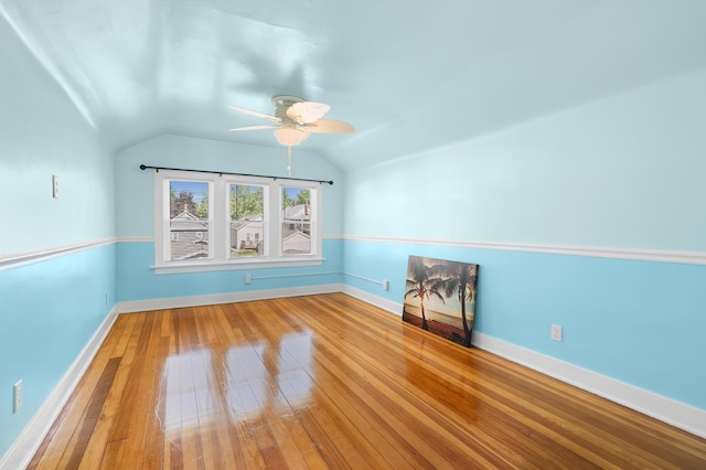 510 Wayne St, Saint Joseph, MI 49085 - bonus room with vaulted ceiling, hardwood / wood-style flooring, and a ceiling fan