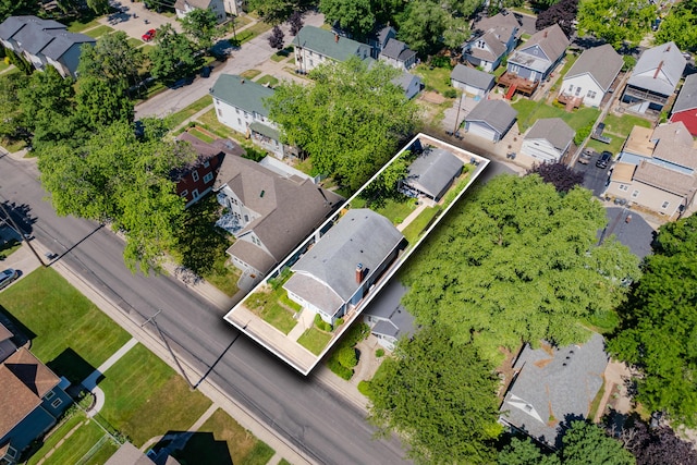 510 Wayne St, Saint Joseph, MI 49085 - aerial view of residential area with property parcel outlined