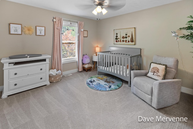 2845 Ridgecrest St SW, Byron Center, MI 49315 - bedroom with carpet flooring, a crib, and ceiling fan