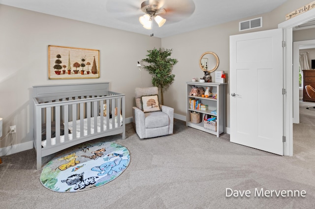 2845 Ridgecrest St SW, Byron Center, MI 49315 - bedroom featuring carpet, a nursery area, and ceiling fan