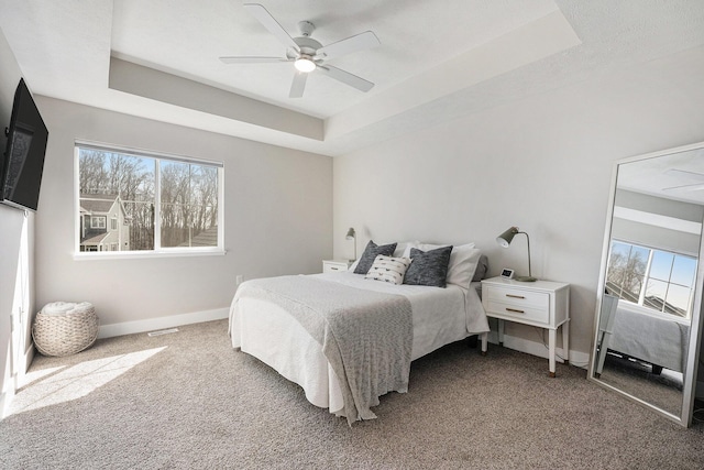 2319 Watertown Way, Grand Rapids, MI 49505 - bedroom featuring multiple windows, carpet, a raised ceiling, and ceiling fan