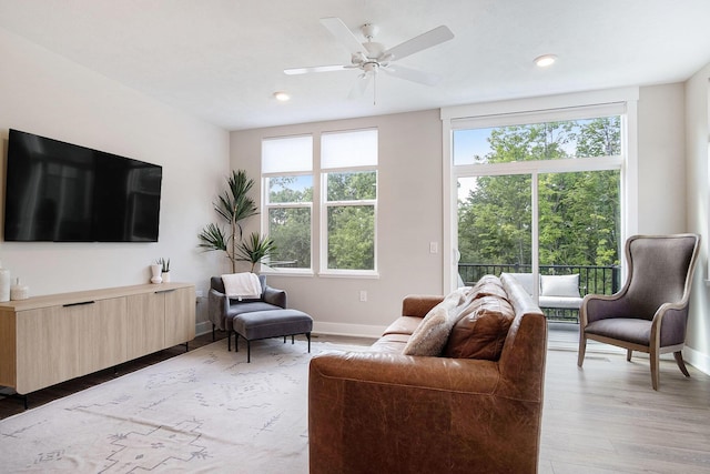 2319 Watertown Way, Grand Rapids, MI 49505 - living room with light wood-style floors, a ceiling fan, and recessed lighting