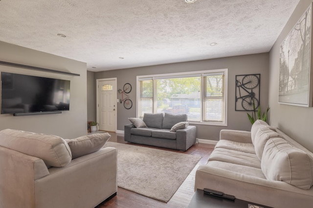 1762 Smyers Dr, Benton Harbor, MI 49022 - living area featuring a textured ceiling and wood finished floors