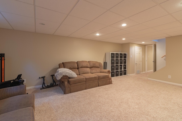 1762 Smyers Dr, Benton Harbor, MI 49022 - living area featuring carpet floors, recessed lighting, and a drop ceiling