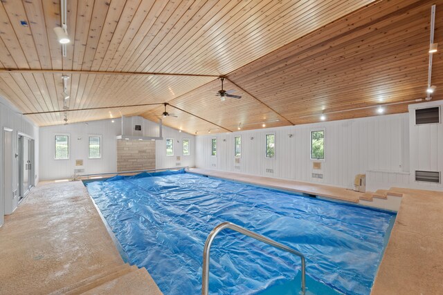 48002 Ridge Rd, New Buffalo, MI 49117 - indoor pool featuring a ceiling fan