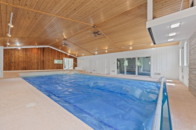 48002 Ridge Rd, New Buffalo, MI 49117 - indoor pool featuring ceiling fan