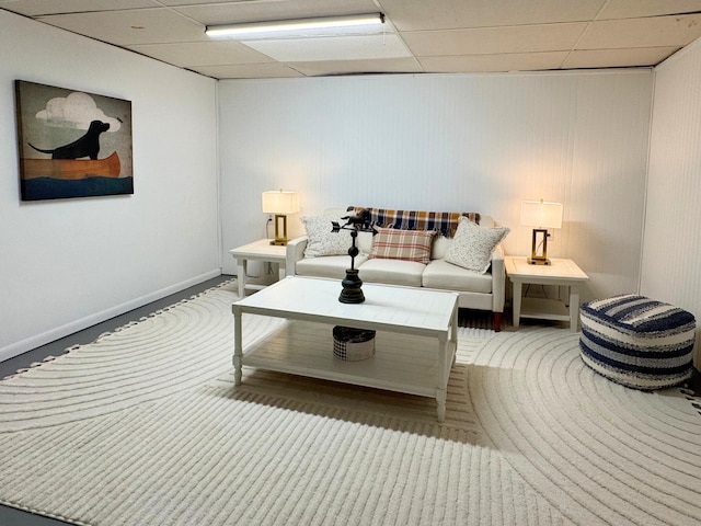 285 Brookside Dr, Ann Arbor, MI 48105 - living room featuring a paneled ceiling and carpet