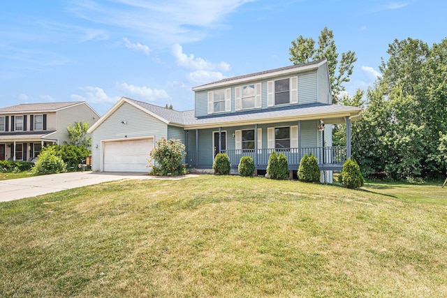 1882 Whistle Stop Dr SE, Grand Rapids, MI 49508 - view of front of home featuring a porch, concrete driveway, a garage, and a front lawn