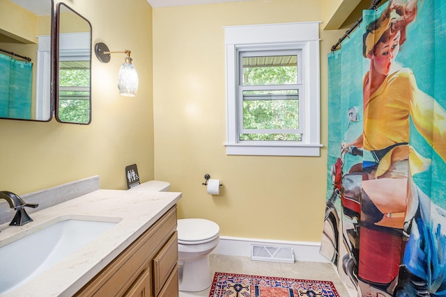 6667 W River Rd NE, Belmont, MI 49306 - full bathroom with vanity, tile patterned flooring, and curtained shower