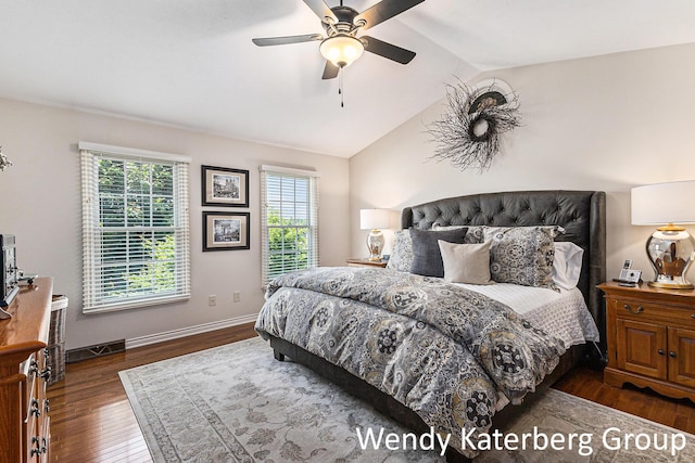 1033 Lumina Dr, Jenison, MI 49428 - bedroom with wood finished floors, lofted ceiling, and ceiling fan