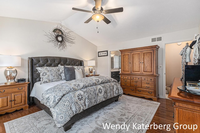 1033 Lumina Dr, Jenison, MI 49428 - bedroom with wood finished floors, vaulted ceiling, and a ceiling fan