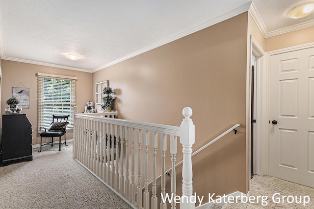 1033 Lumina Dr, Jenison, MI 49428 - corridor featuring an upstairs landing, crown molding, and carpet