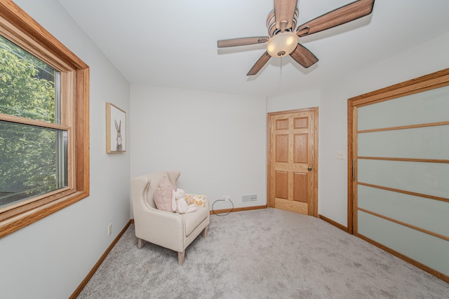 7532 Dell Rd, Saline, MI 48176 - sitting room featuring carpet floors and a ceiling fan