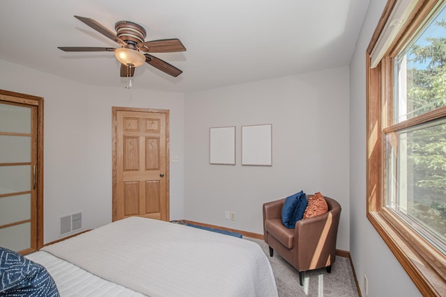 7532 Dell Rd, Saline, MI 48176 - bedroom with a ceiling fan and light carpet