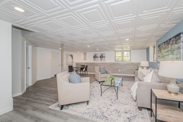 7532 Dell Rd, Saline, MI 48176 - living room with an ornate ceiling, recessed lighting, and wood finished floors