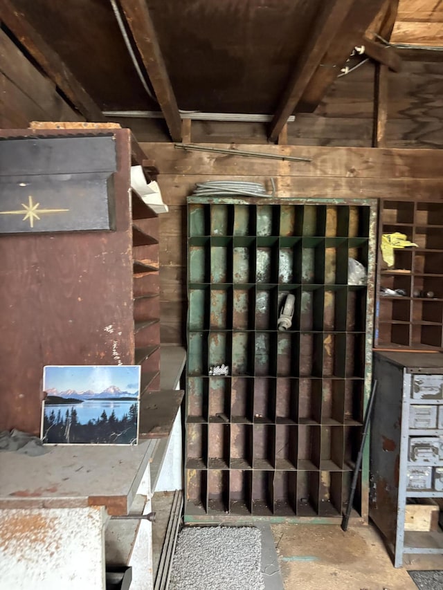 22347 5 Mile Rd, Morley, MI 49336 - detailed view of wood walls and concrete floors
