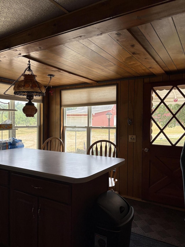 22347 5 Mile Rd, Morley, MI 49336 - kitchen with wooden ceiling and light countertops