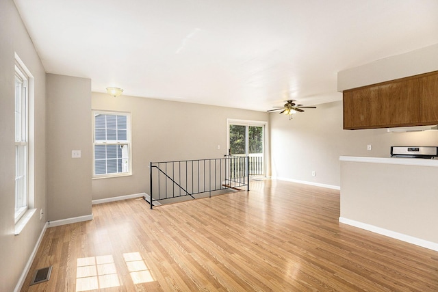 1415 Wingate Blvd, Ypsilanti, MI 48198 - unfurnished living room with light wood-type flooring and ceiling fan