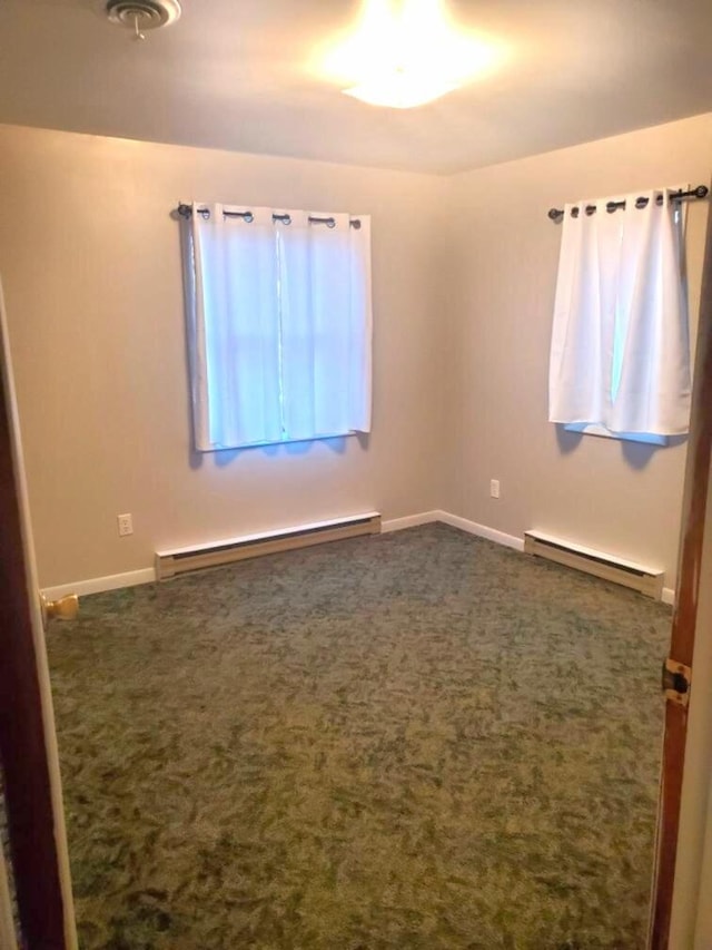 1051 Vallado Dr, Weidman, MI 48893 - unfurnished room with a baseboard radiator and dark carpet