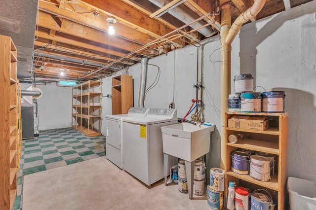 2145 Steeplechase Dr, Ann Arbor, MI 48103 - unfinished basement with separate washer and dryer and tile patterned floors