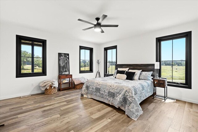 7499 Mathews Rd, Spring Arbor, MI 49283 - bedroom with multiple windows, wood finished floors, and ceiling fan