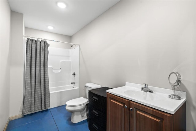 7499 Mathews Rd, Spring Arbor, MI 49283 - full bathroom with vanity, tile patterned flooring, and shower / bath combination with curtain