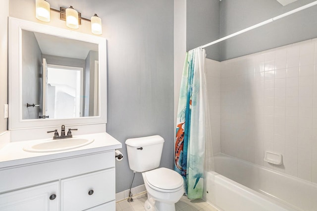 7400 Willow Creek Dr, Ypsilanti, MI 48197 - full bath featuring vanity, shower / tub combo with curtain, and tile patterned floors