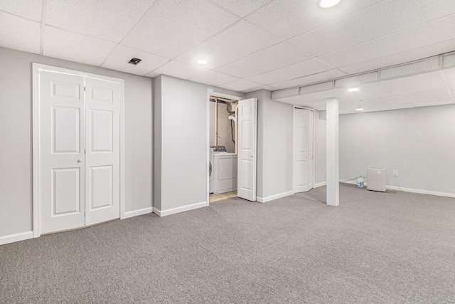 7400 Willow Creek Dr, Ypsilanti, MI 48197 - finished below grade area with carpet flooring, a paneled ceiling, and recessed lighting