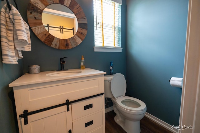 622 Cedar Square St, Holland, MI 49423 - half bathroom with vanity, healthy amount of natural light, and wood finished floors