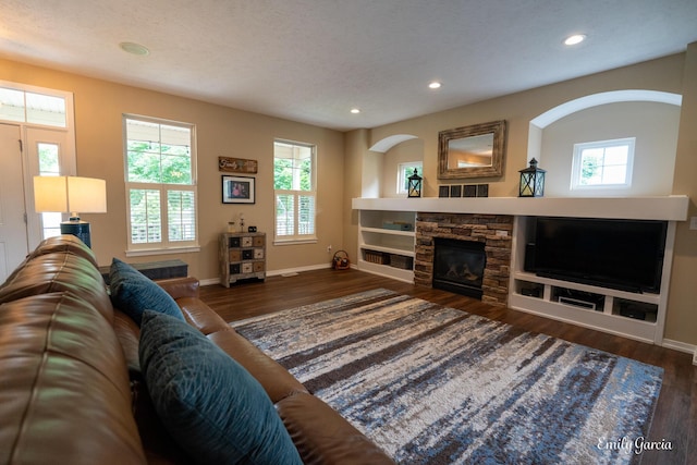 622 Cedar Square St, Holland, MI 49423 - living room featuring wood finished floors, a fireplace, and recessed lighting