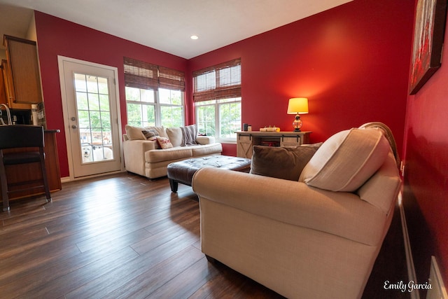 622 Cedar Square St, Holland, MI 49423 - living area with dark wood-style floors and recessed lighting