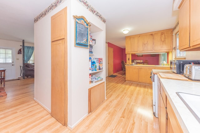 2707 Brandywine Dr, Ann Arbor, MI 48104 - kitchen with light wood-style flooring, light brown cabinets, and light countertops