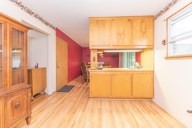 2707 Brandywine Dr, Ann Arbor, MI 48104 - kitchen with light wood-style floors, a desk, and light countertops