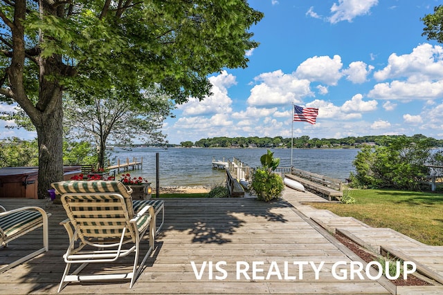 537 Buena Vista Dr, Spring Lake, MI 49456 - dock featuring a hot tub and a water view