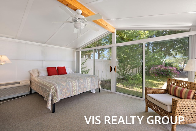 537 Buena Vista Dr, Spring Lake, MI 49456 - carpeted bedroom featuring an AC wall unit and ceiling fan