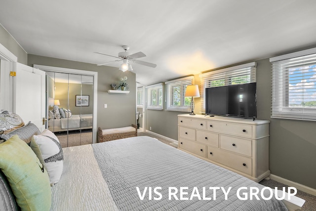 537 Buena Vista Dr, Spring Lake, MI 49456 - bedroom featuring ceiling fan and a closet