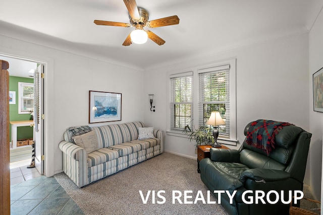 537 Buena Vista Dr, Spring Lake, MI 49456 - living area with a ceiling fan and baseboards