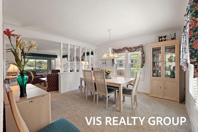 537 Buena Vista Dr, Spring Lake, MI 49456 - dining space with healthy amount of natural light, light carpet, and a textured ceiling