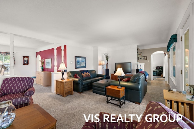 537 Buena Vista Dr, Spring Lake, MI 49456 - living area with arched walkways and light carpet