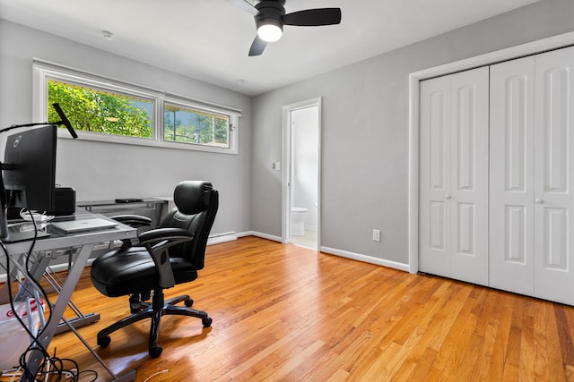 1534 Barrington Pl, Ann Arbor, MI 48103 - office with healthy amount of natural light, light wood-style flooring, and a ceiling fan