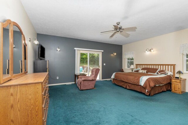 23103 13 Mile Rd, Big Rapids, MI 49307 - bedroom with carpet floors, ceiling fan, and access to outside