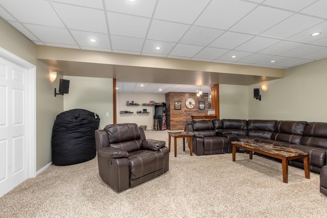 23103 13 Mile Rd, Big Rapids, MI 49307 - living area with carpet floors, recessed lighting, and a drop ceiling