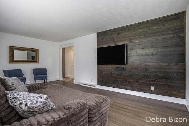 17929 S River Rd, Three Rivers, MI 49093 - living room with wood finished floors and a baseboard radiator
