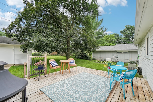 3110 Hilltop Dr, Ann Arbor, MI 48103 - wooden deck with a yard