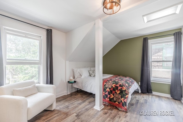 129 Dean St NE, Grand Rapids, MI 49505 - bedroom with multiple windows, wood finished floors, and lofted ceiling