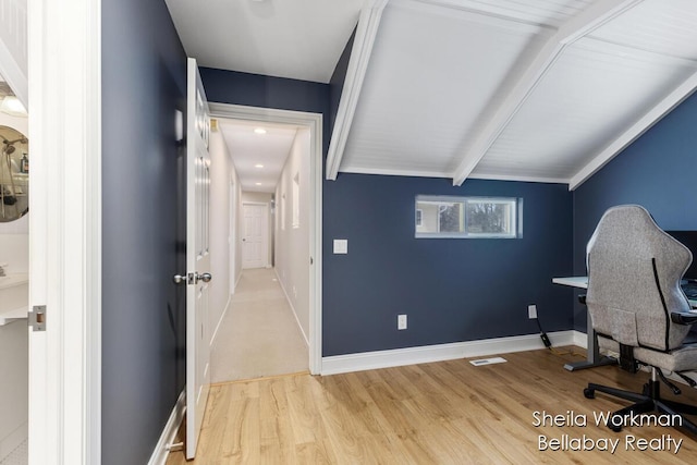 1932 Buehler Rd, Hastings, MI 49058 - office area featuring wood finished floors and beam ceiling