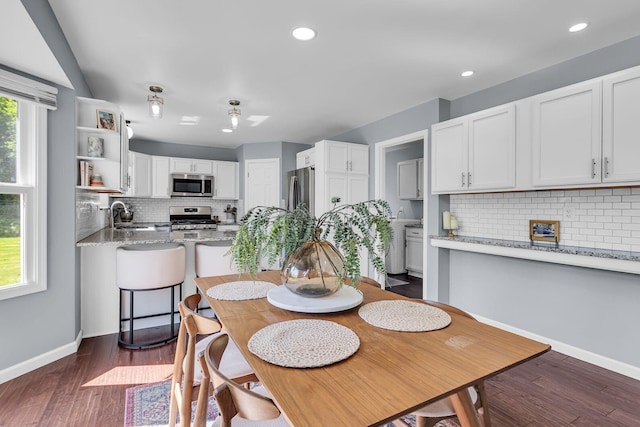 9430 Island Lake Rd, Dexter, MI 48130 - dining area featuring dark wood finished floors and recessed lighting